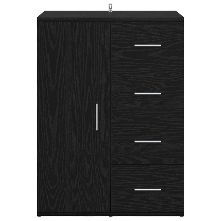 Dressoir met lade Zwart Eiken 59 x 39 x 80 cm Bewerkt hout
