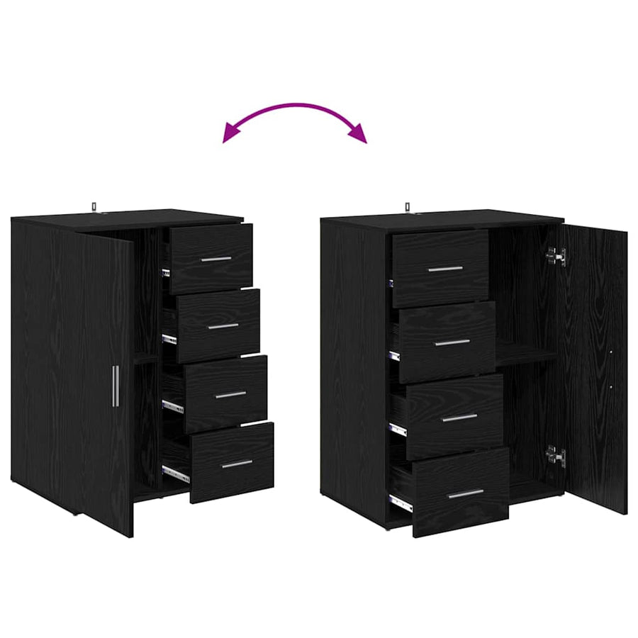 Dressoir met lade Zwart Eiken 59 x 39 x 80 cm Bewerkt hout