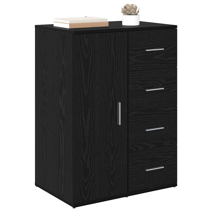 Dressoir met lade Zwart Eiken 59 x 39 x 80 cm Bewerkt hout