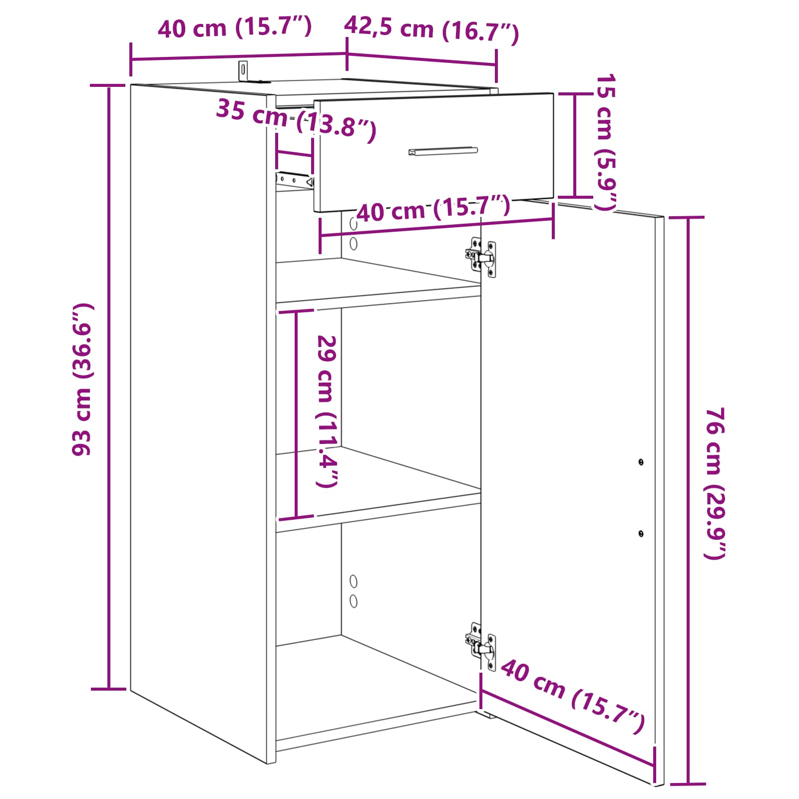 Opbergkast Artisan Eik 40 x 42,5 x 93 cm Geconstrueerd hout