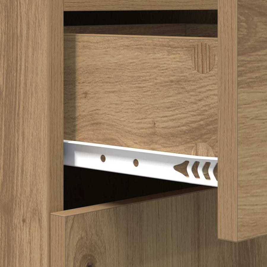 Dressoir artisanaal eikenkleurig 45 x 42,5 x 93 cm Bewerkt hout