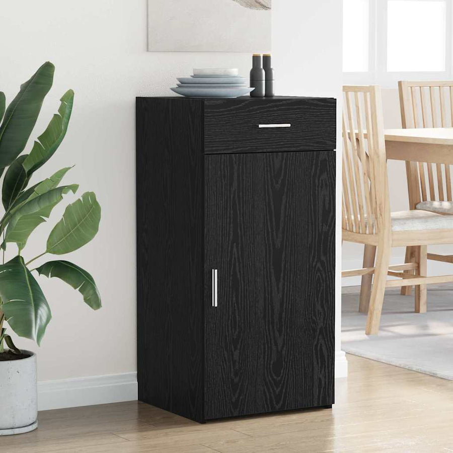 Dressoir met lade Zwart eiken 45 x 42,5 x 93 cm Bewerkt hout