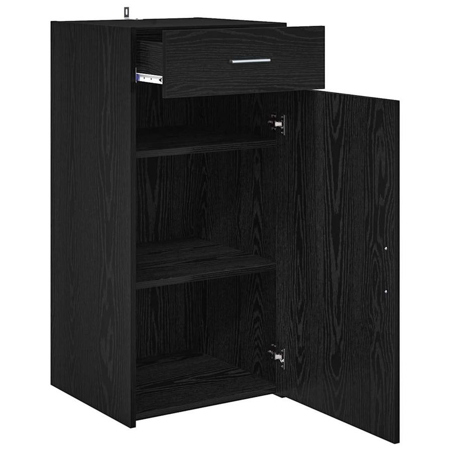 Dressoir met lade Zwart eiken 45 x 42,5 x 93 cm Bewerkt hout