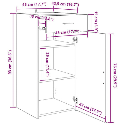 Dressoir met lade Zwart eiken 45 x 42,5 x 93 cm Bewerkt hout