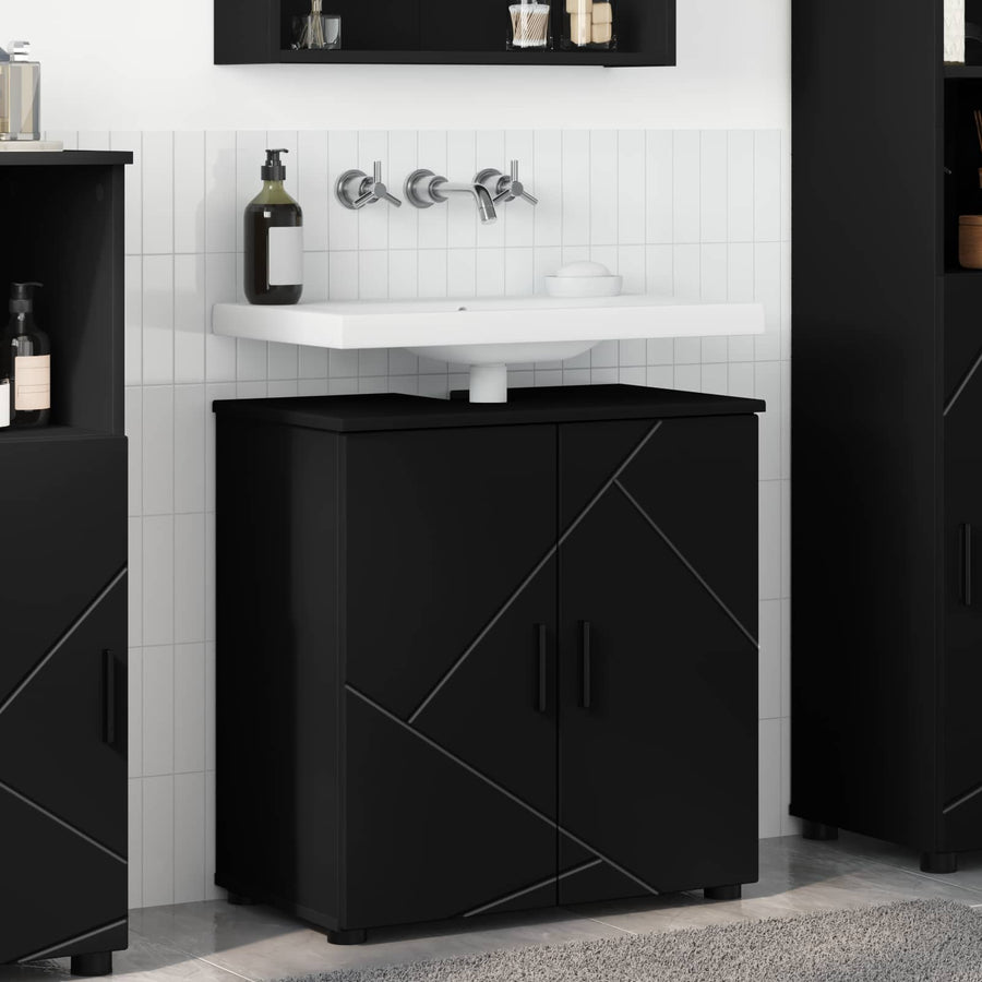 Badkamer Kast Zwart 61 x 35 x 64 cm Bewerkt hout, Metaal