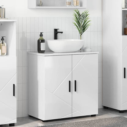 Badkamer Kast Hoogglans wit 61 x 35 x 64 cm Bewerkt hout