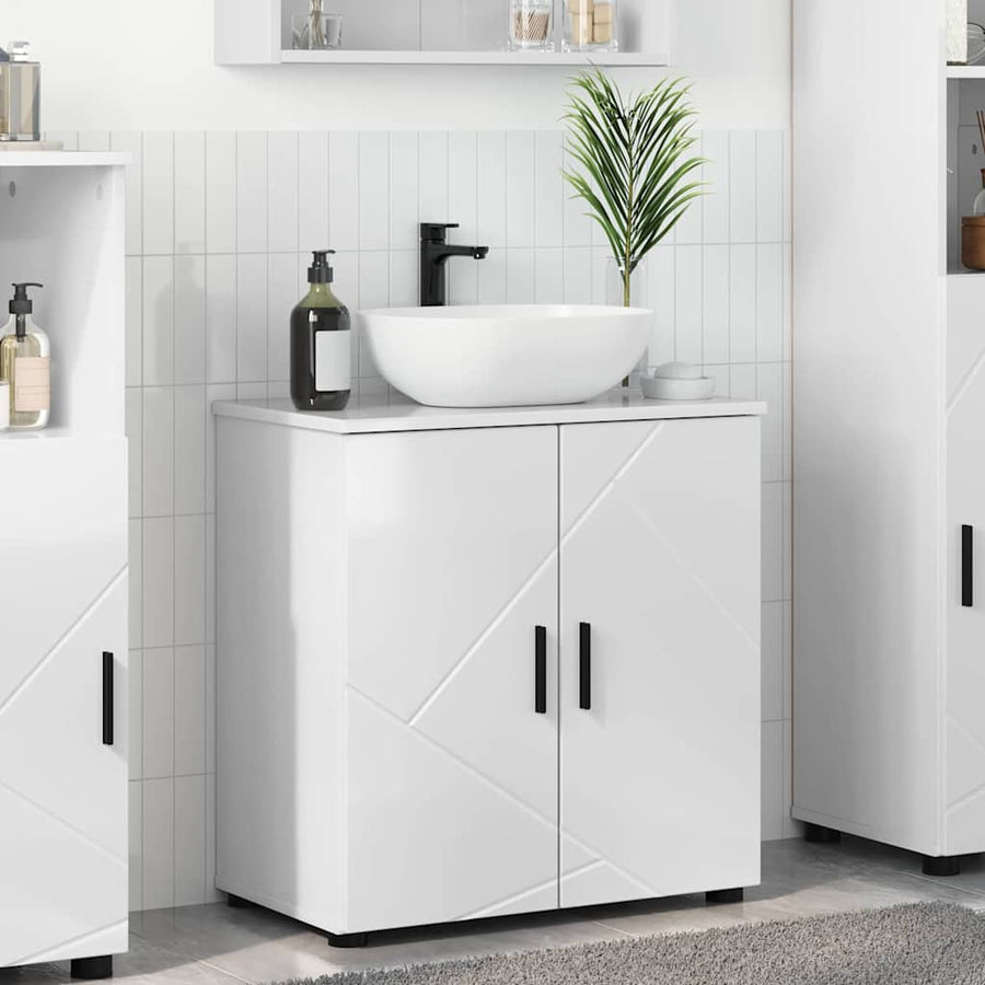 Badkamer Kast Hoogglans wit 61 x 35 x 64 cm Bewerkt hout