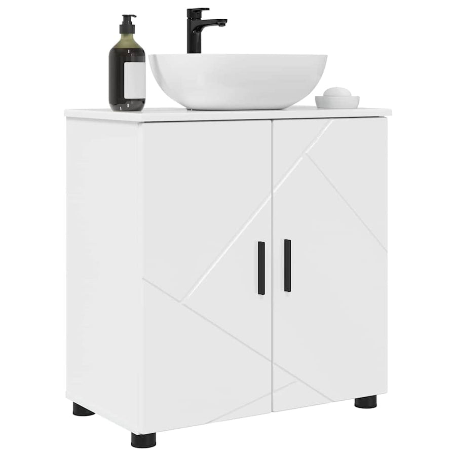 Badkamer Kast Hoogglans wit 61 x 35 x 64 cm Bewerkt hout