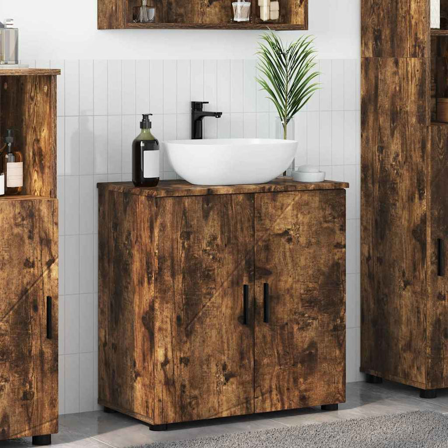 Badkamer Kast Gerookt eiken 61 x 35 x 64 cm Bewerkt hout
