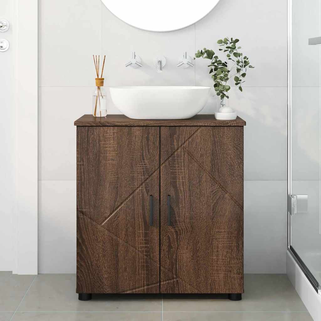 Badkamer Kast bruin eikenkleur 61 x 35 x 64 cm Bewerkt hout