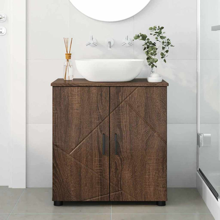 Badkamer Kast bruin eikenkleur 61 x 35 x 64 cm Bewerkt hout