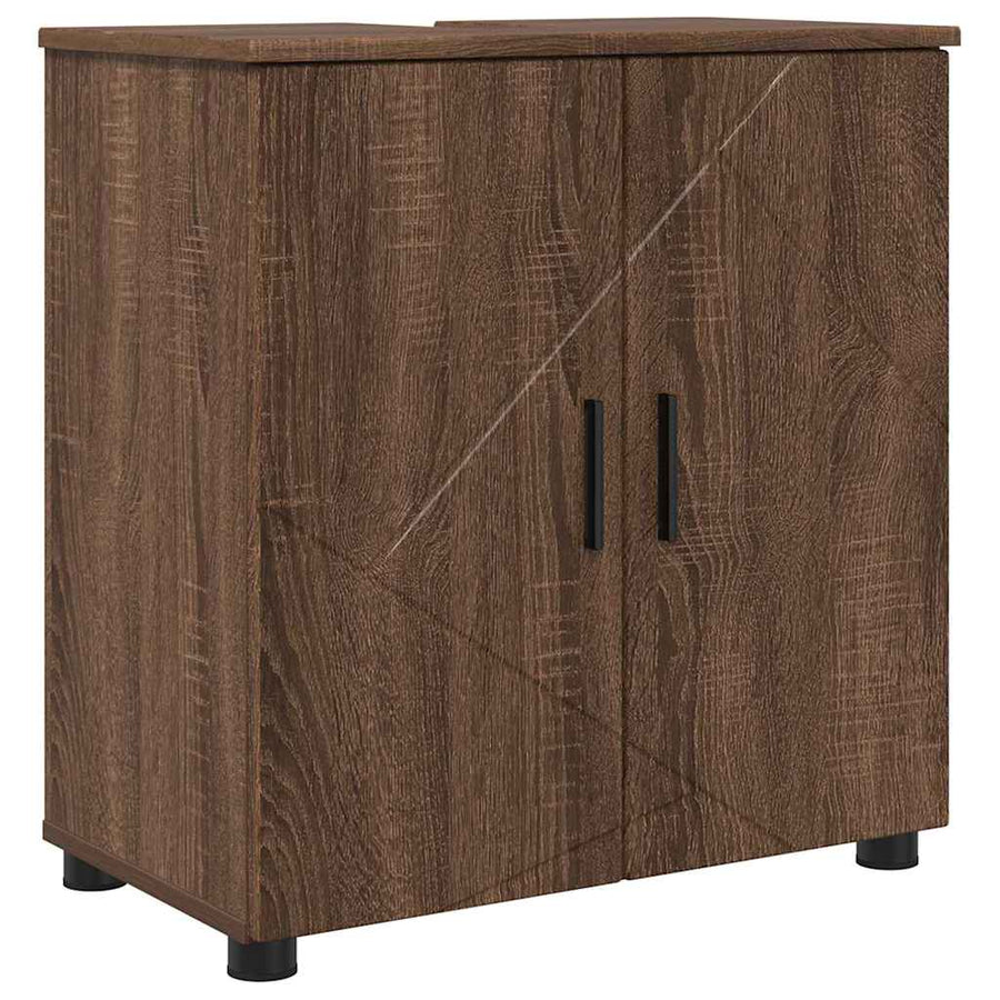 Badkamer Kast bruin eikenkleur 61 x 35 x 64 cm Bewerkt hout