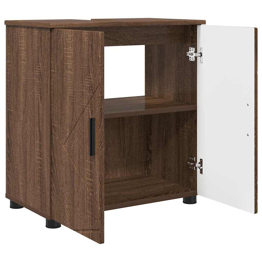 Badkamer Kast bruin eikenkleur 61 x 35 x 64 cm Bewerkt hout