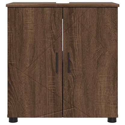 Badkamer Kast bruin eikenkleur 61 x 35 x 64 cm Bewerkt hout