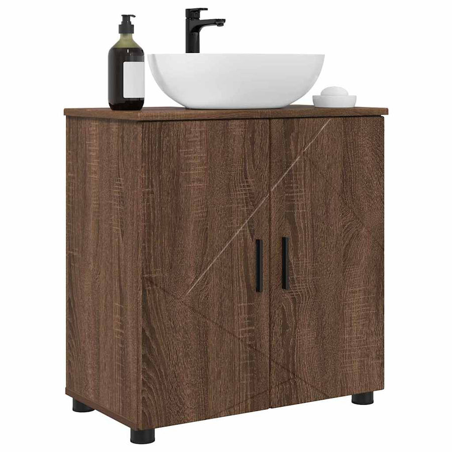 Badkamer Kast bruin eikenkleur 61 x 35 x 64 cm Bewerkt hout