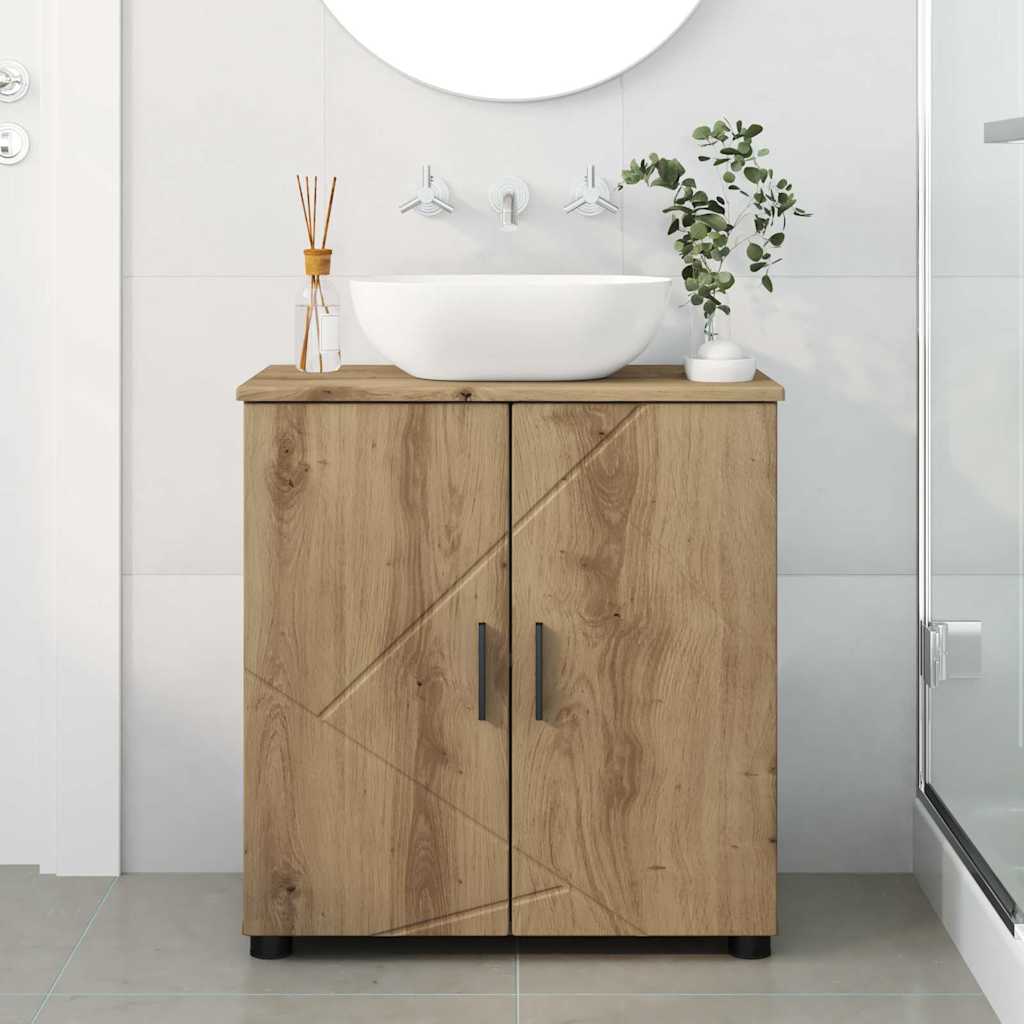 Badkamer Kast met plank artisanaal eikenkleurig 61 x 35 x 64 cm