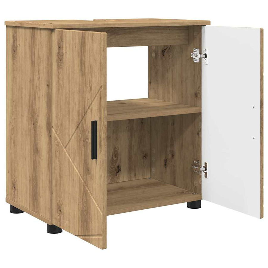 Badkamer Kast met plank artisanaal eikenkleurig 61 x 35 x 64 cm