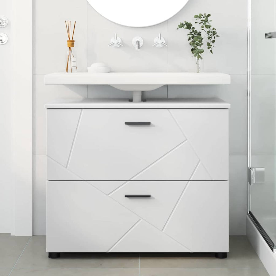Badkamer Kast met lade Wit 76,5 x 35 x 64 cm Bewerkt hout