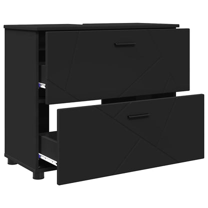 Badkamer Kast met lade Zwart 76,5 x 35 x 64 cm Bewerkt hout