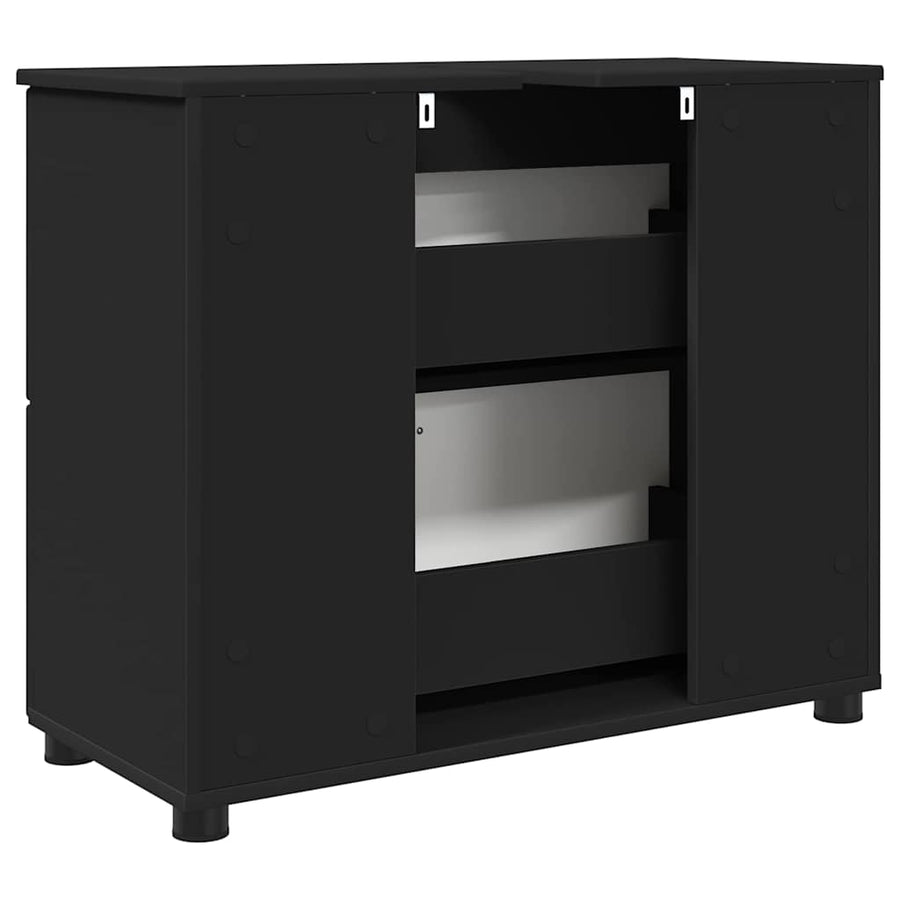 Badkamer Kast met lade Zwart 76,5 x 35 x 64 cm Bewerkt hout