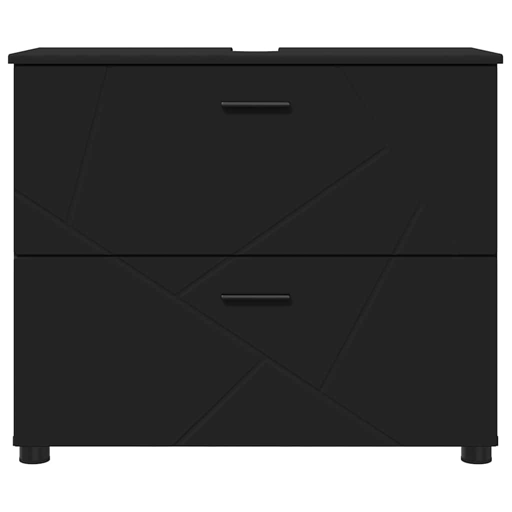 Badkamer Kast met lade Zwart 76,5 x 35 x 64 cm Bewerkt hout