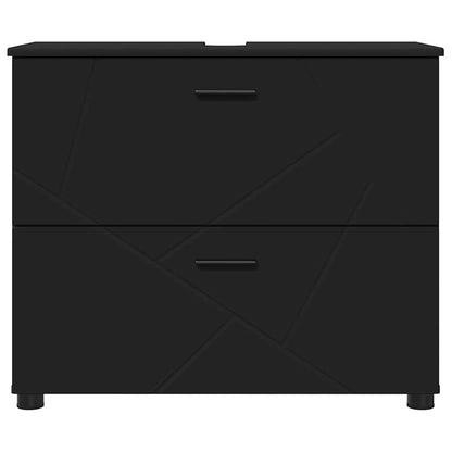 Badkamer Kast met lade Zwart 76,5 x 35 x 64 cm Bewerkt hout