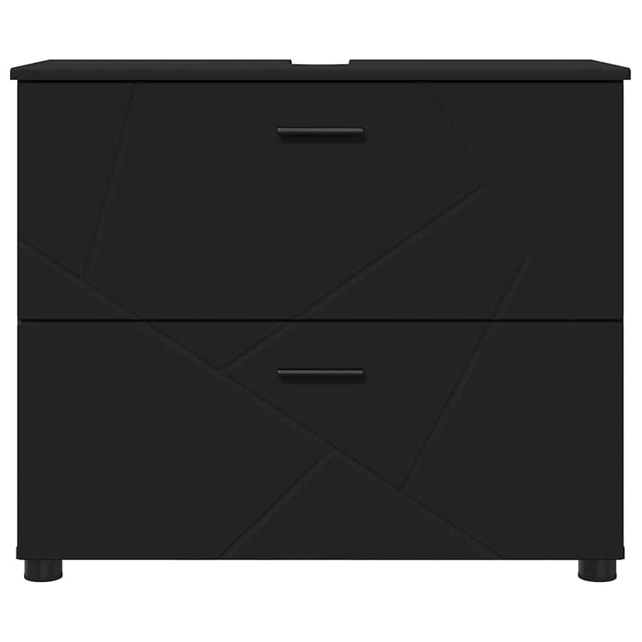 Badkamer Kast met lade Zwart 76,5 x 35 x 64 cm Bewerkt hout