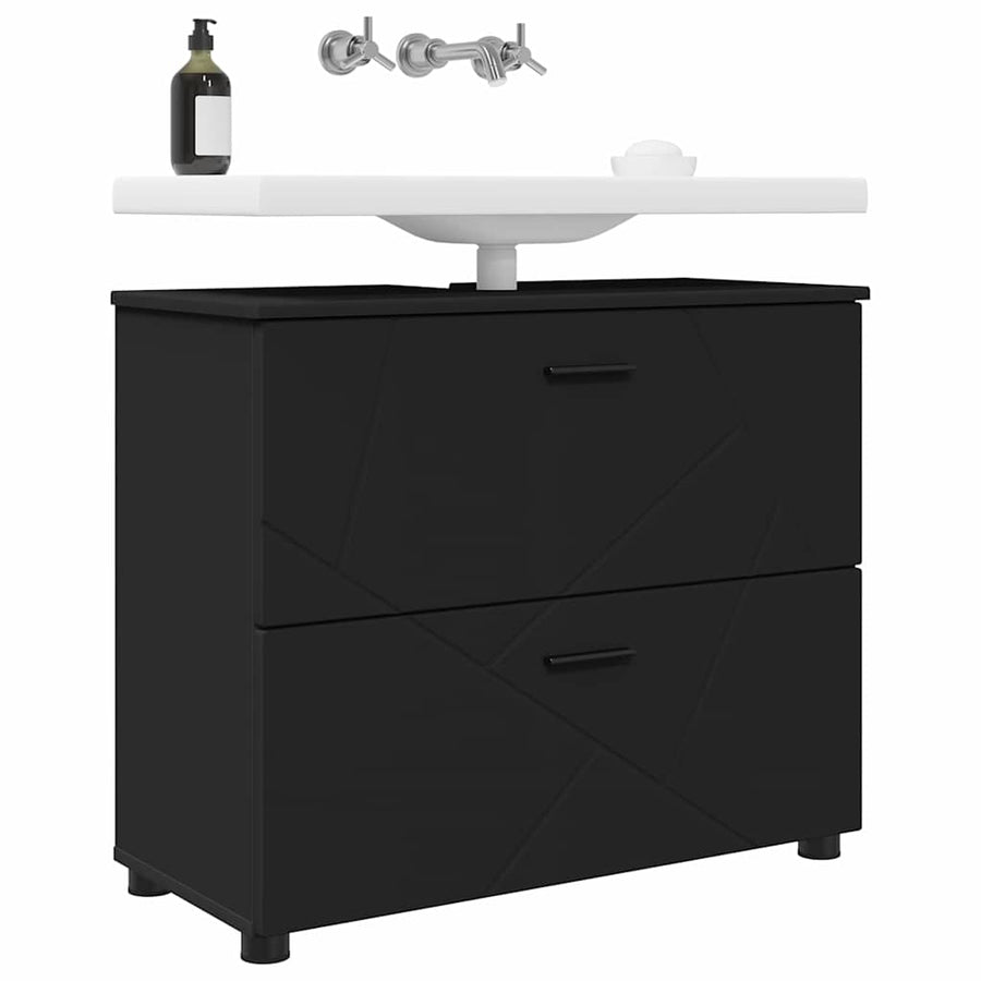 Badkamer Kast met lade Zwart 76,5 x 35 x 64 cm Bewerkt hout