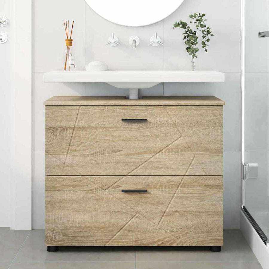 Badkamer Kast Sonoma eiken 76,5 x 35 x 64 cm Bewerkt hout