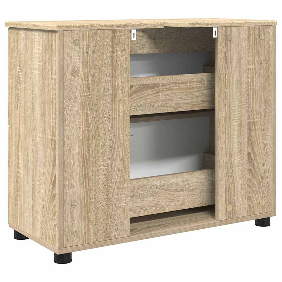 Badkamer Kast Sonoma eiken 76,5 x 35 x 64 cm Bewerkt hout