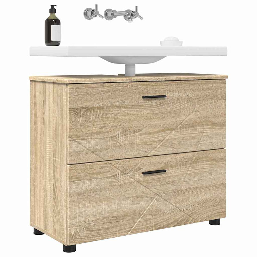 Badkamer Kast Sonoma eiken 76,5 x 35 x 64 cm Bewerkt hout