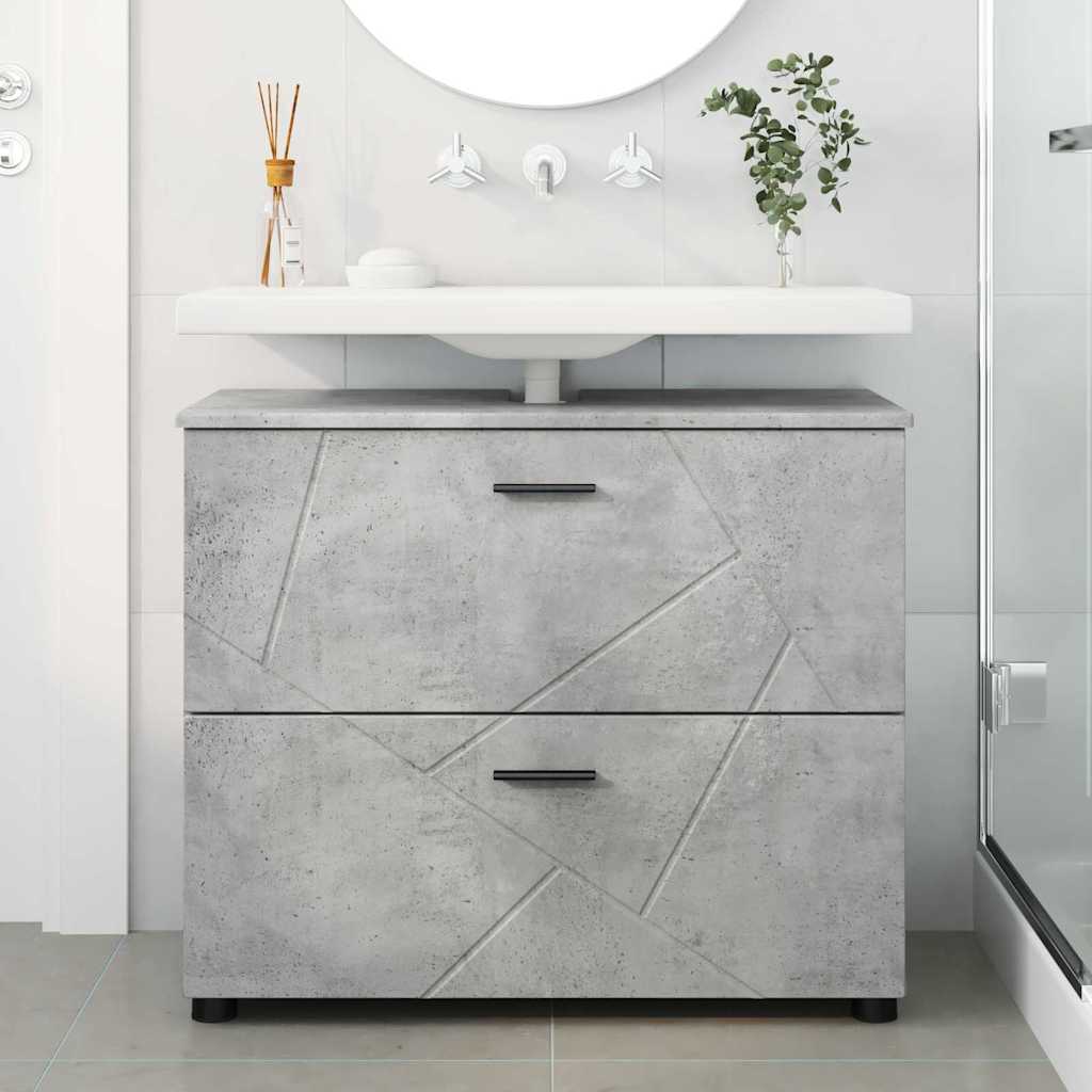 Badkamer Kast Betongrijs 76,5 x 35 x 64 cm Bewerkt hout
