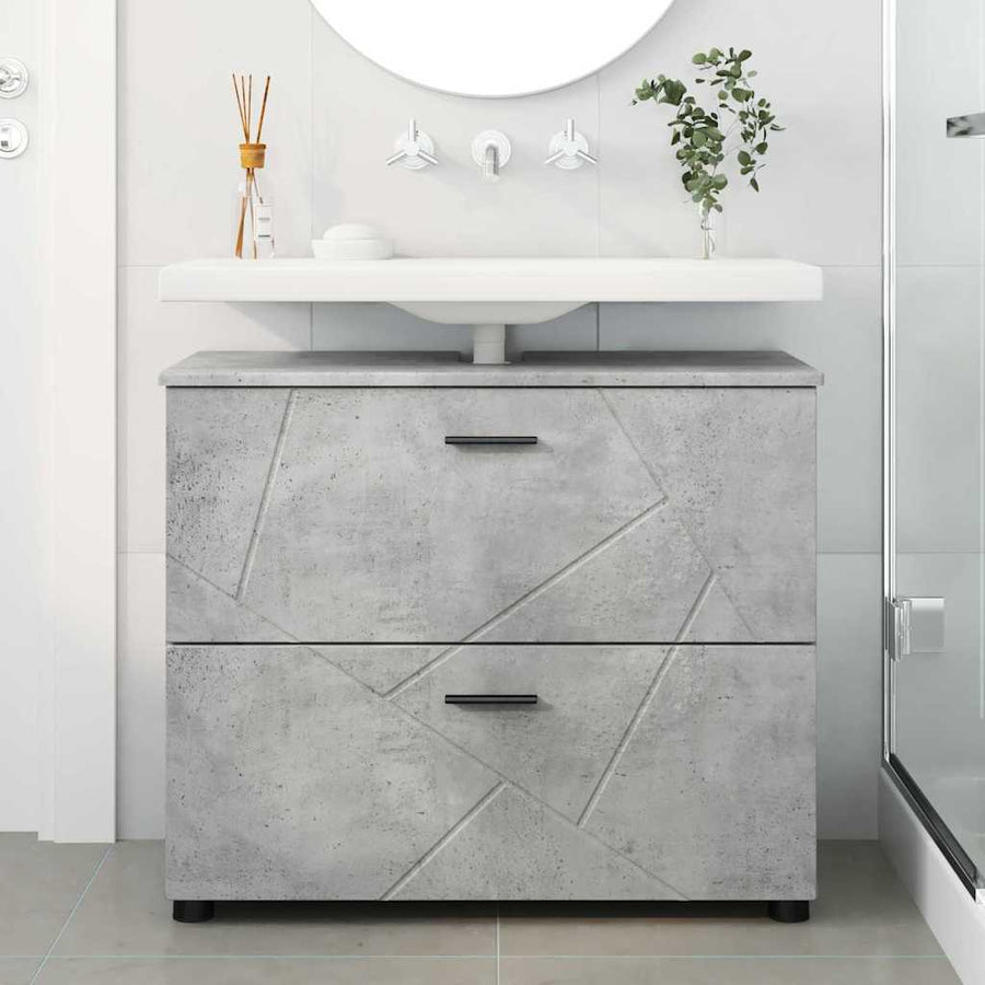 Badkamer Kast Betongrijs 76,5 x 35 x 64 cm Bewerkt hout