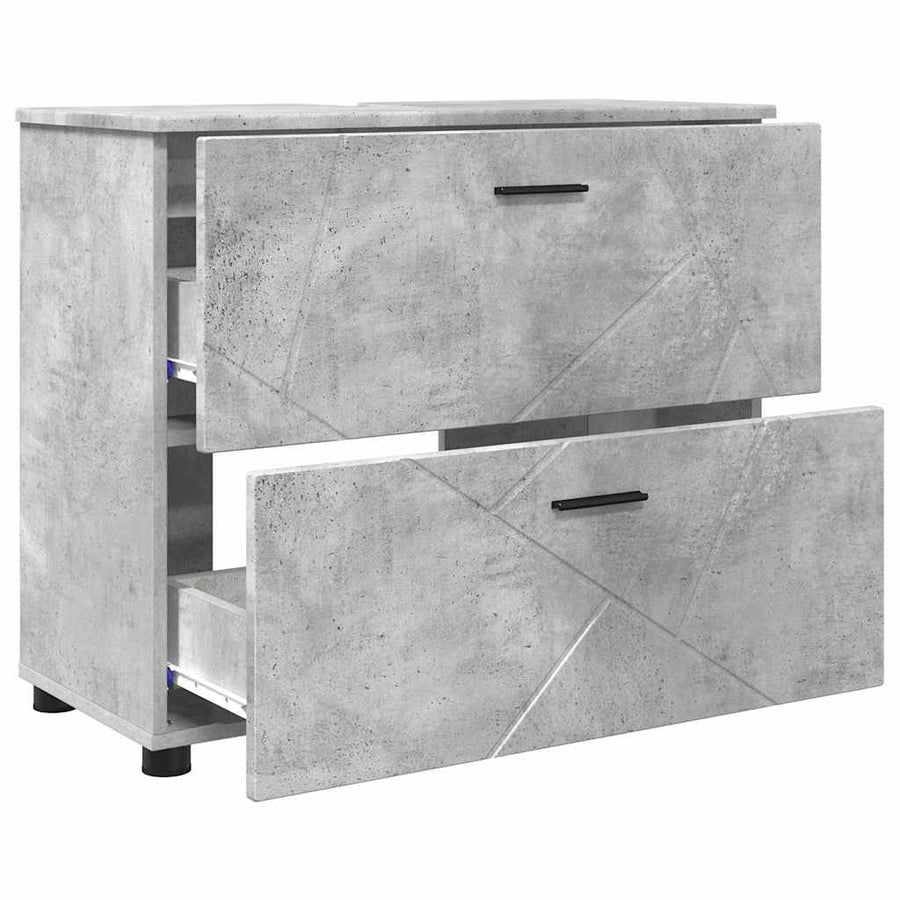 Badkamer Kast Betongrijs 76,5 x 35 x 64 cm Bewerkt hout
