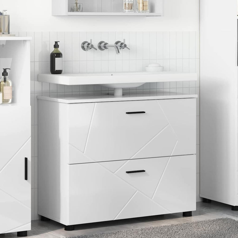 Badkamer Kast Met Lade Hoogglans Wit 76,5 X 35 X 64 Cm