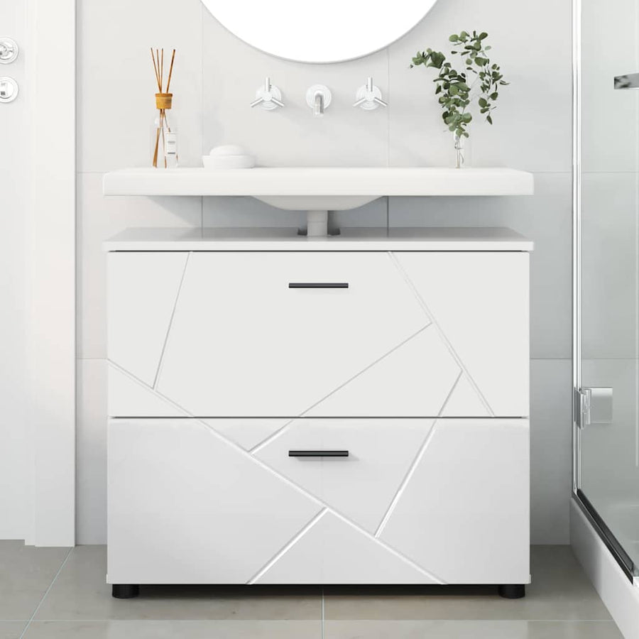 Badkamer Kast Met Lade Hoogglans Wit 76,5 X 35 X 64 Cm