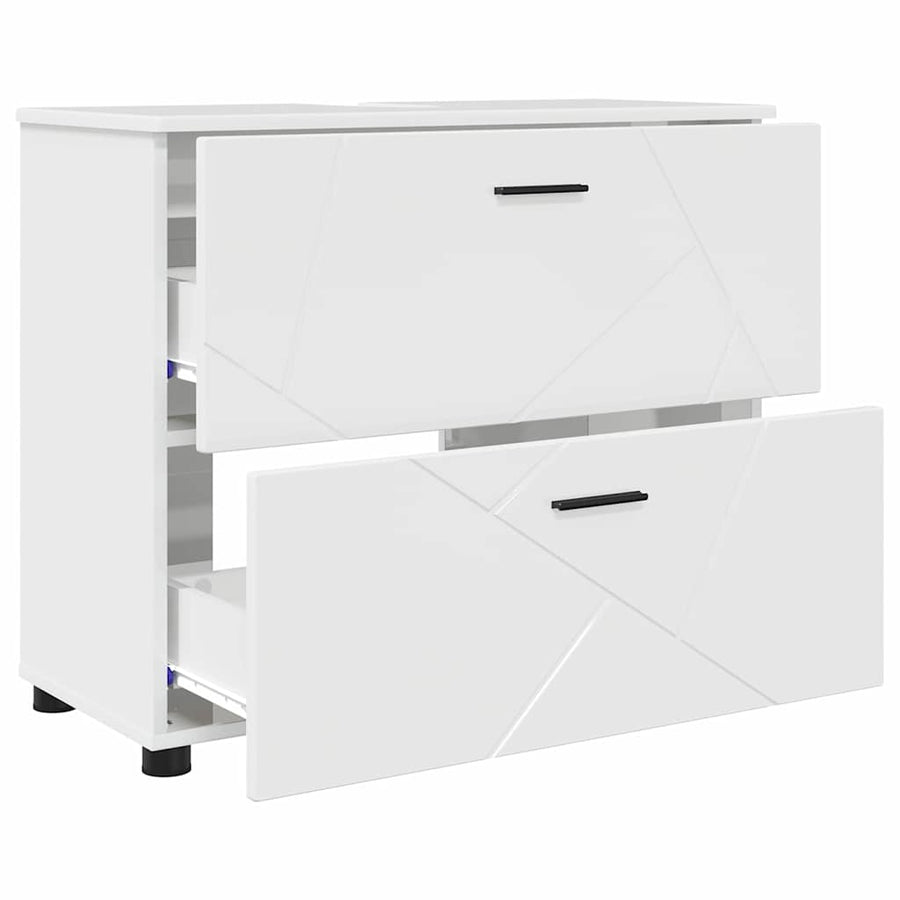 Badkamer Kast Met Lade Hoogglans Wit 76,5 X 35 X 64 Cm