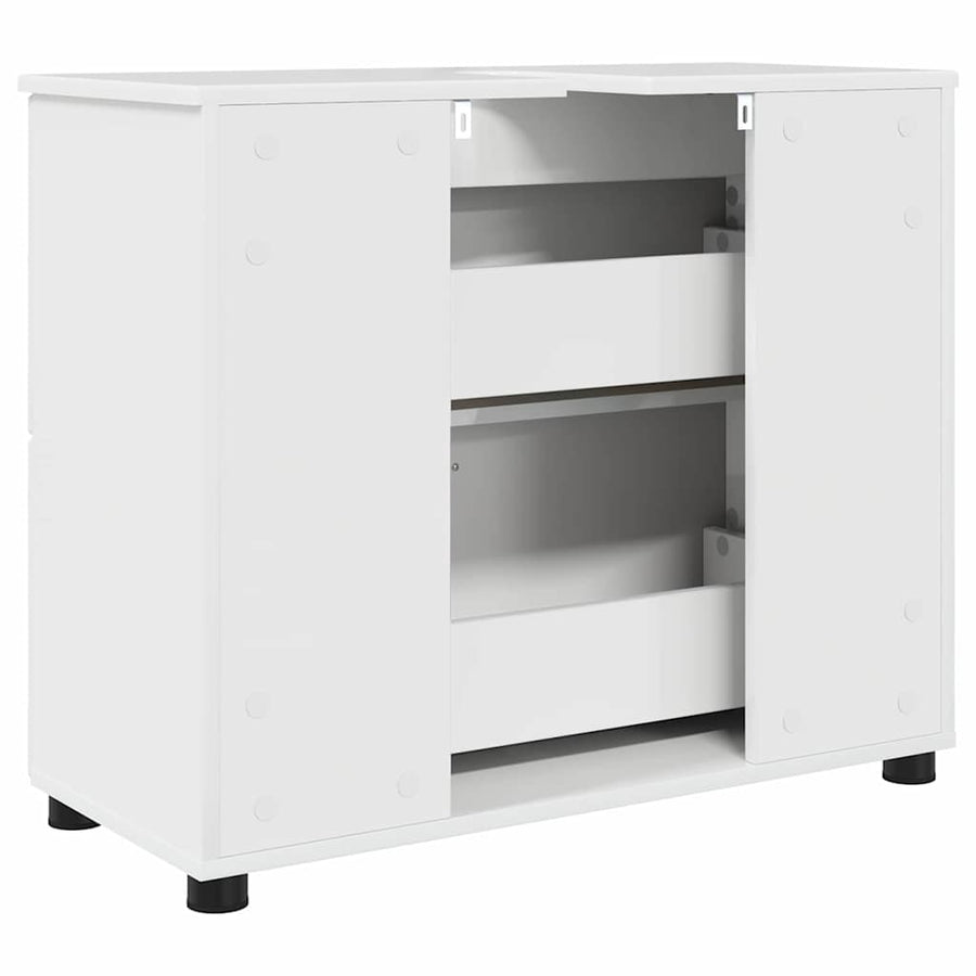 Badkamer Kast Met Lade Hoogglans Wit 76,5 X 35 X 64 Cm