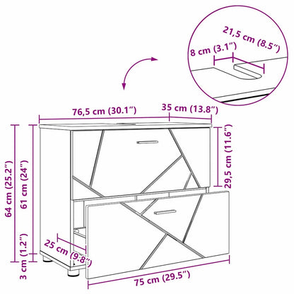 Badkamer Kast Met Lade Hoogglans Wit 76,5 X 35 X 64 Cm