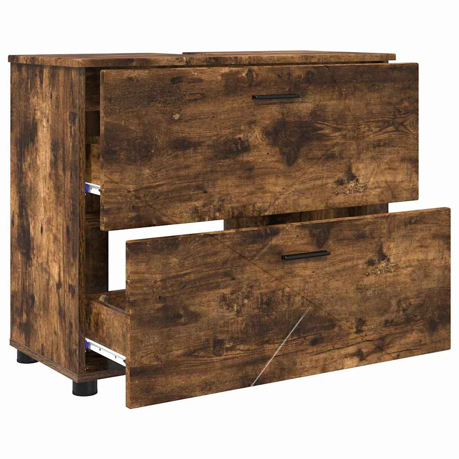 Badkamer Kast Gerookt eiken 76,5 x 35 x 64 cm Bewerkt hout