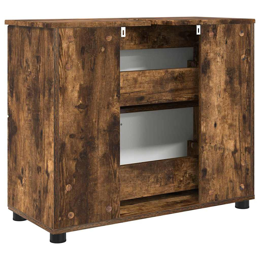 Badkamer Kast Gerookt eiken 76,5 x 35 x 64 cm Bewerkt hout