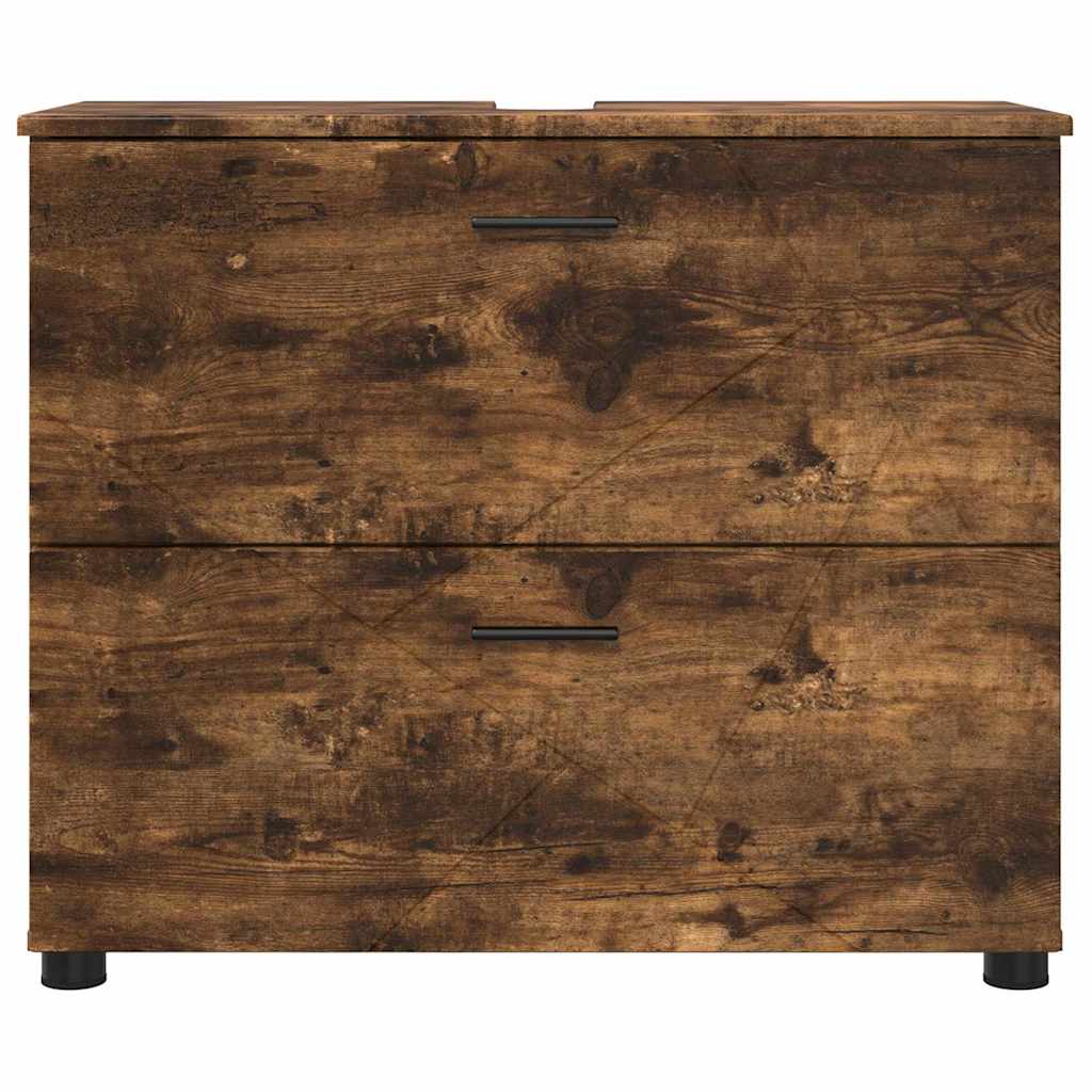 Badkamer Kast Gerookt eiken 76,5 x 35 x 64 cm Bewerkt hout