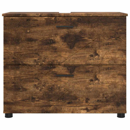 Badkamer Kast Gerookt eiken 76,5 x 35 x 64 cm Bewerkt hout