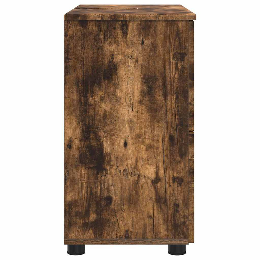 Badkamer Kast Gerookt eiken 76,5 x 35 x 64 cm Bewerkt hout