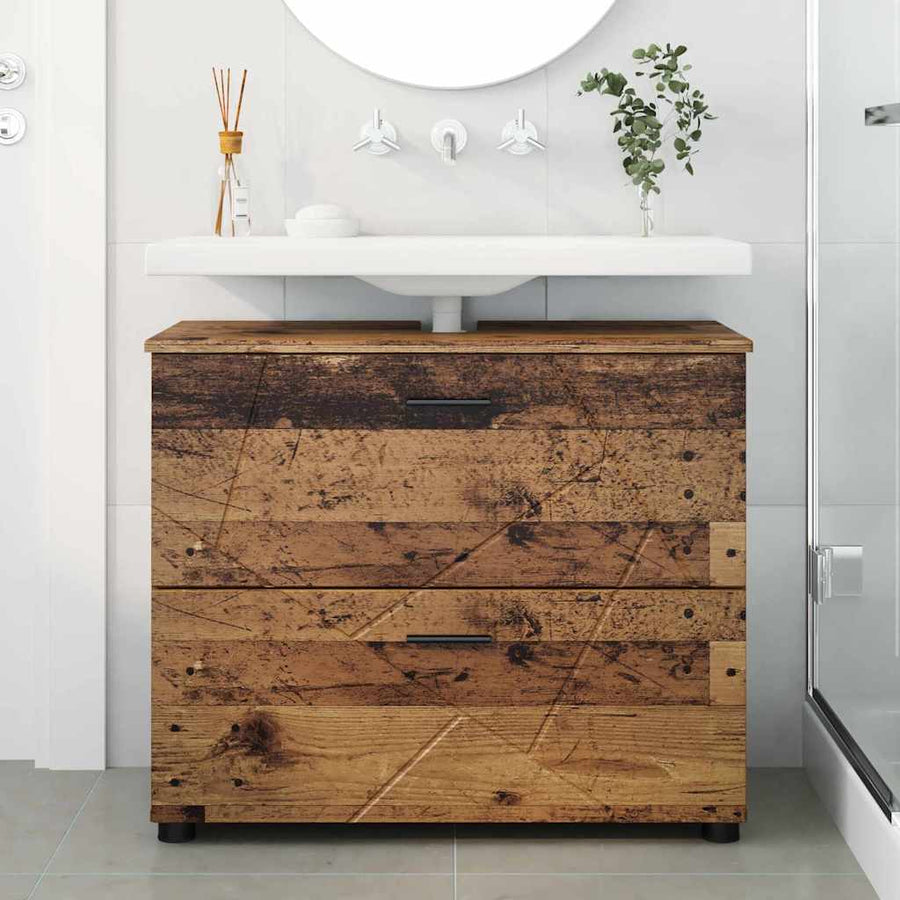Badkamer Kast met lade Oud hout 76,5 x 35 x 64 cm Bewerkt hout