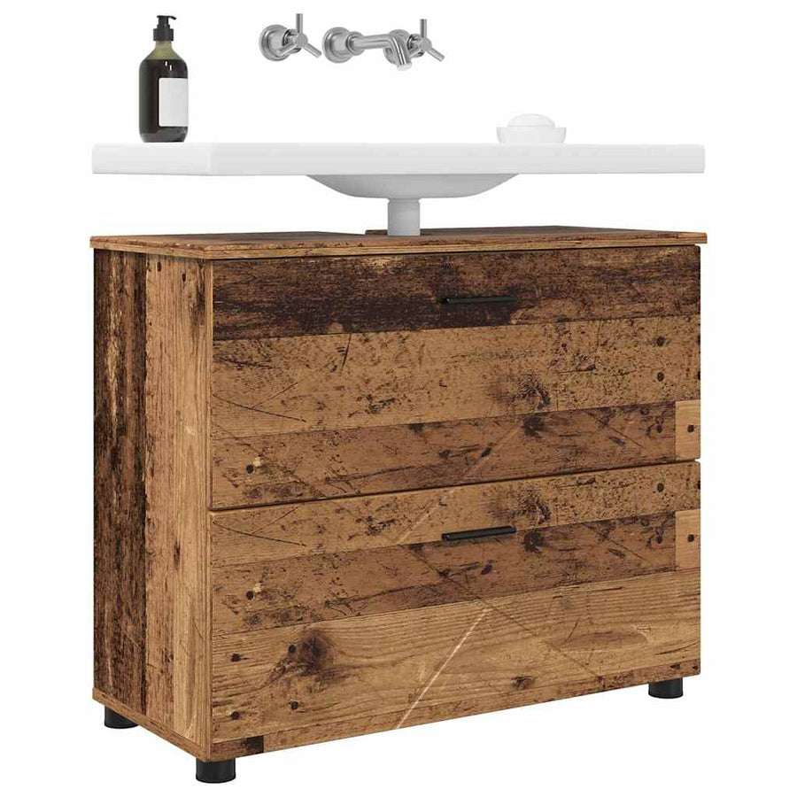 Badkamer Kast met lade Oud hout 76,5 x 35 x 64 cm Bewerkt hout