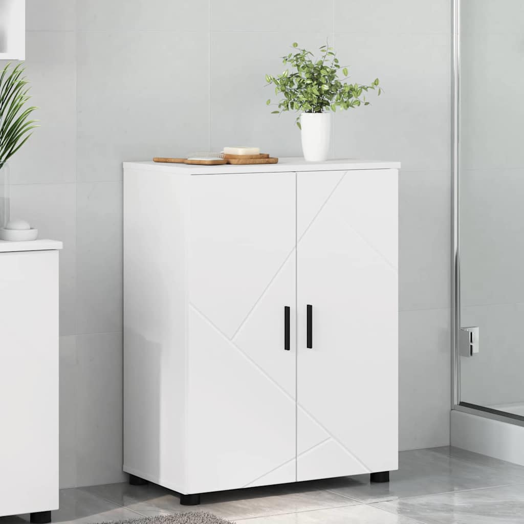 Badkamer Kast met plank Wit 60 x 35 x 80 cm Bewerkt hout