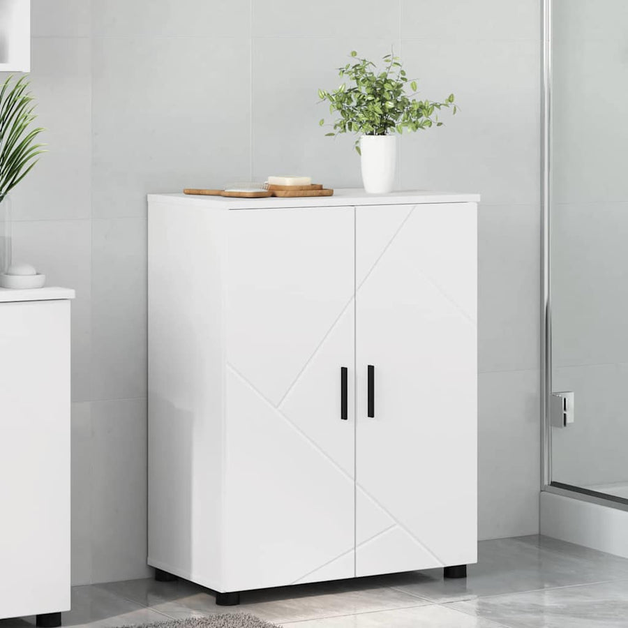 Badkamer Kast met plank Wit 60 x 35 x 80 cm Bewerkt hout
