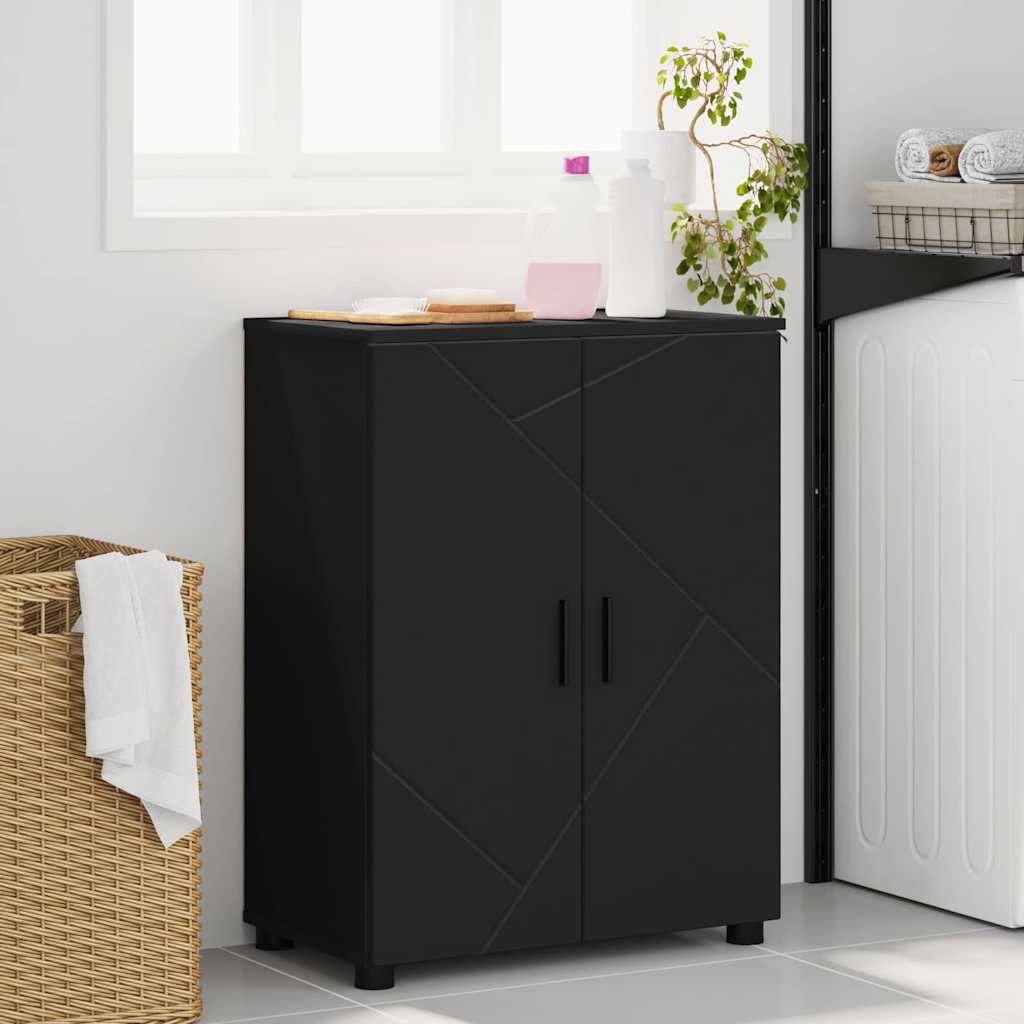 Badkamer Kast met plank Zwart 60 x 35 x 80 cm Bewerkt hout
