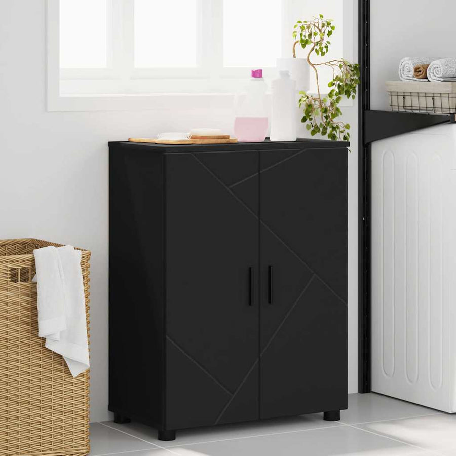 Badkamer Kast met plank Zwart 60 x 35 x 80 cm Bewerkt hout